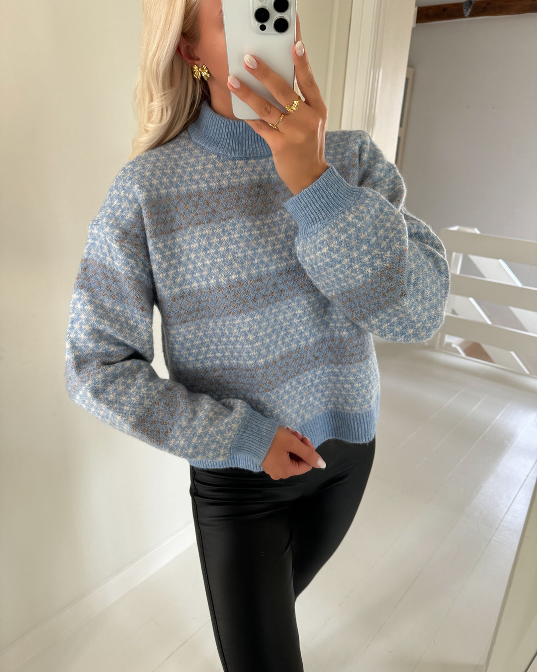 Vero Moda striktrøje trixie ls highneck allure/w. birch and silver mink