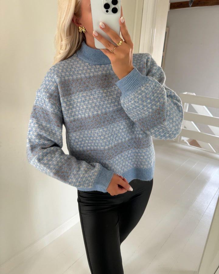Vero Moda striktrøje trixie ls highneck allure/w. birch and silver mink