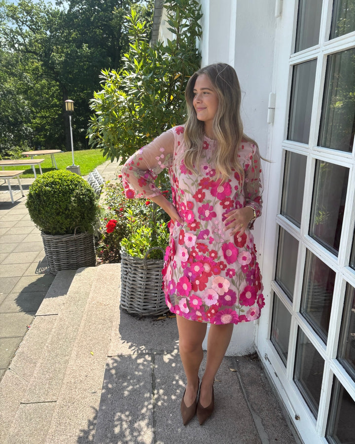 Y.A.S kjole flowering 3/4 fuchsia purple/flower applications