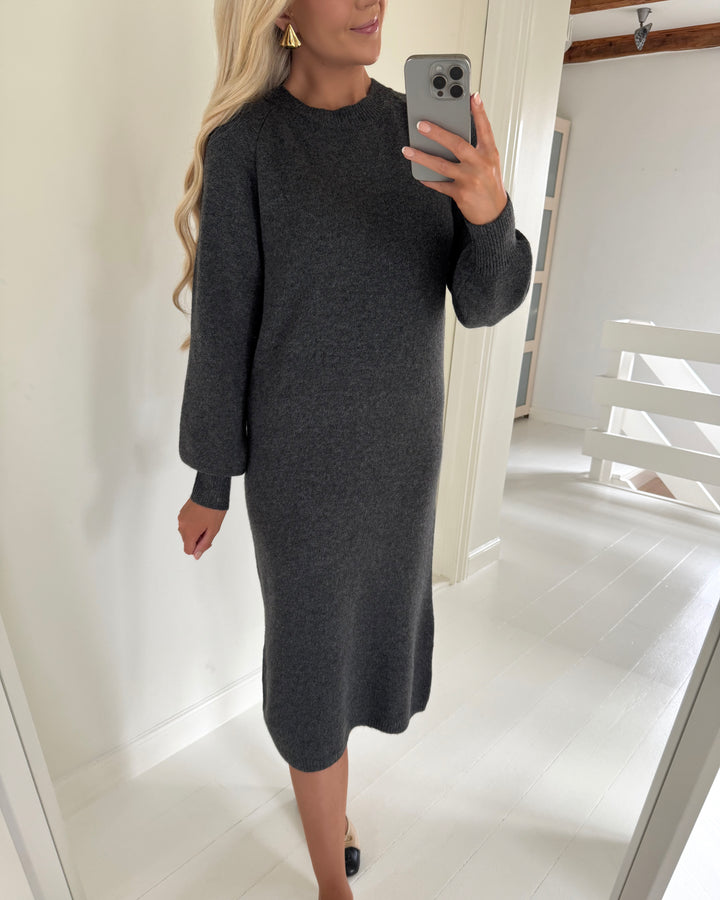 JDY kjole rue life ls maxi dark grey melange