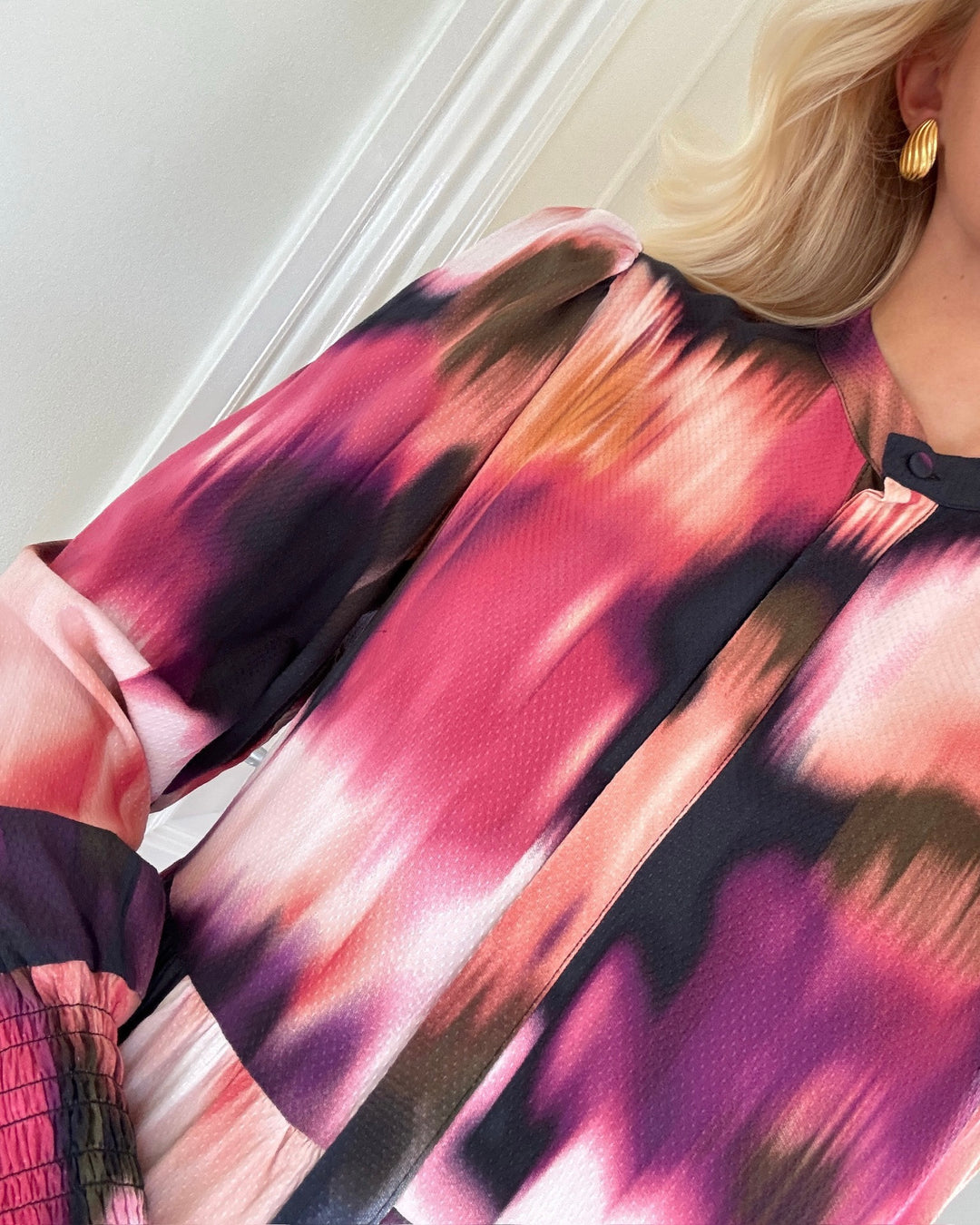 Y.A.S kjole asina ls long shirt black/mindy aop