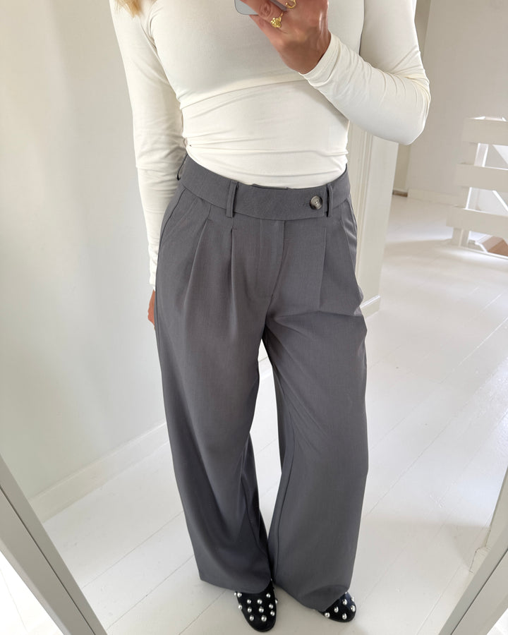 Only bukser miles pleat wide medium grey melange