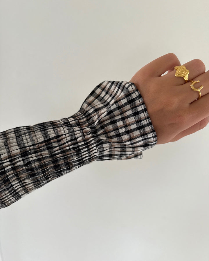 Y.A.S bluse chemma ls smock eggnog/checks