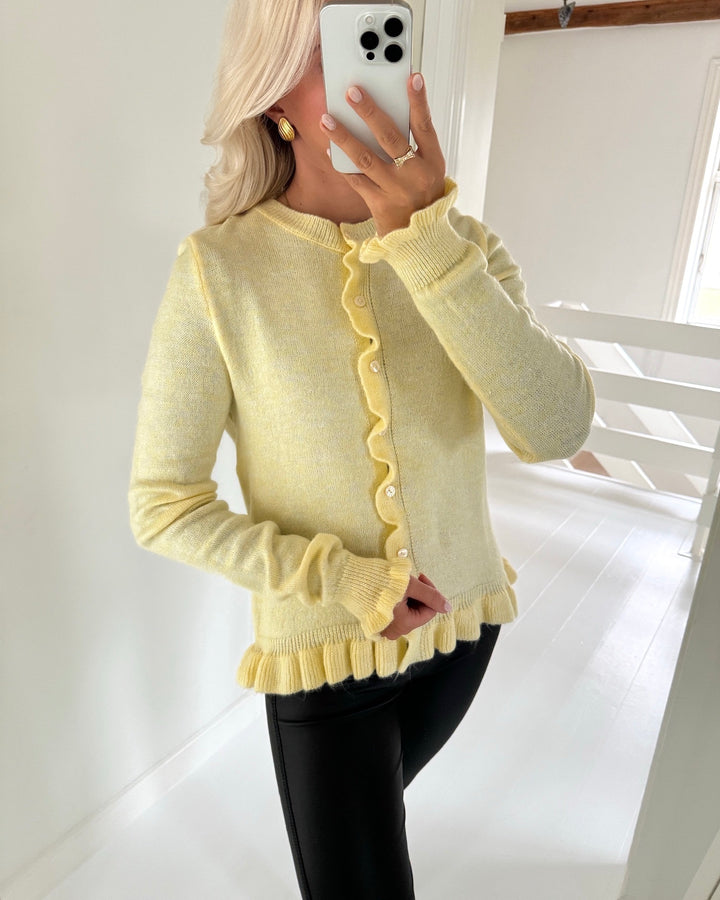JDY cardigan letty l/s on frill knt yellow/melange