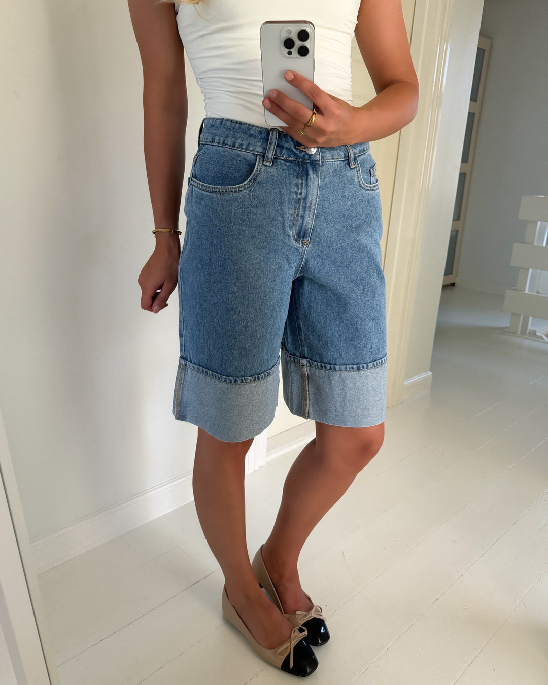 Pieces jorts mindy mw denim d2d light blue denim
