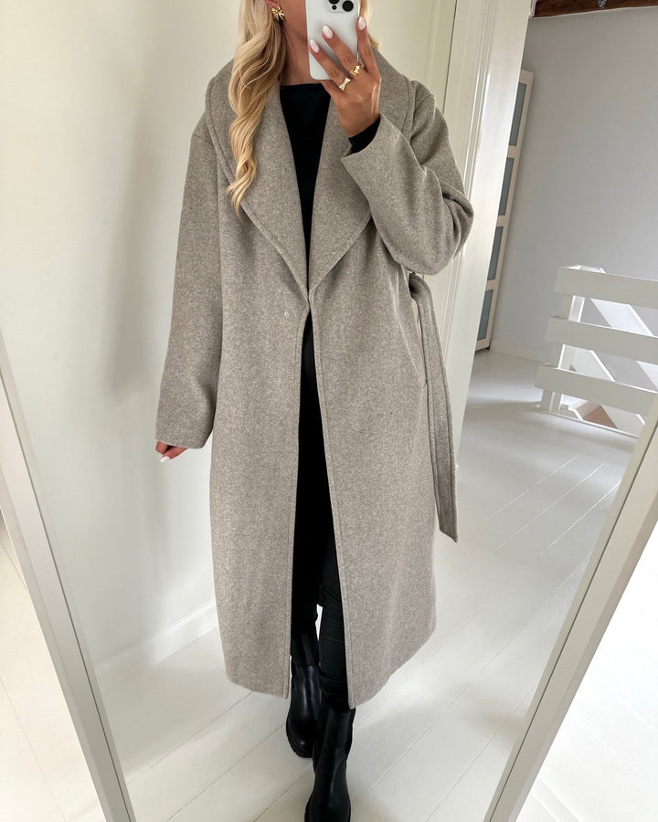 Vero Moda frakke anne bergen xtra long silver mink/melange