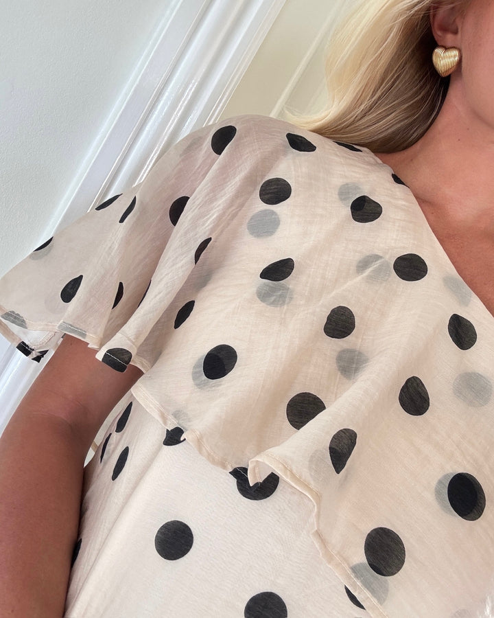 JDY kjole fay life one shoulder pristine/black dot
