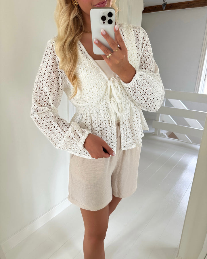 JDY bluse sunny 7/8 angalise tie cloud dancer