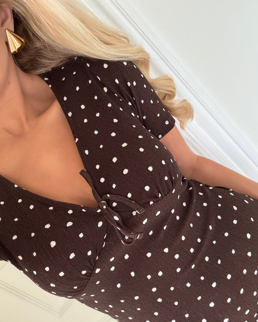 Only kjole molly ss v-neck shopping bag/cloud dancer dots