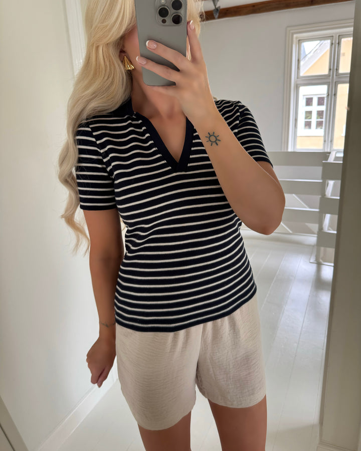 JDY top roma s/s polo top jrs dia sky captain/tapioca