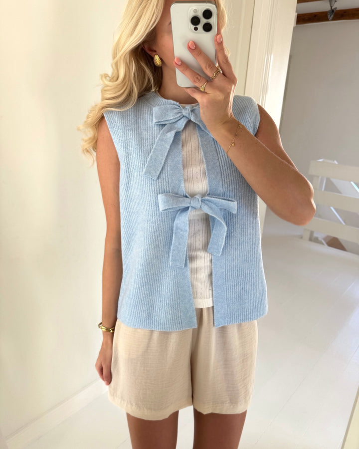 Pieces vest silly sl rev tie knit cashmere blue melange