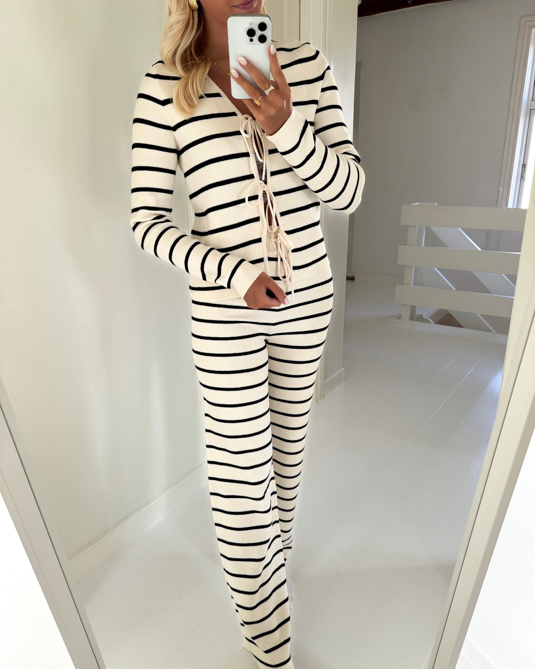 Vero Moda bukser vada nw stripe birch/w. black stripe