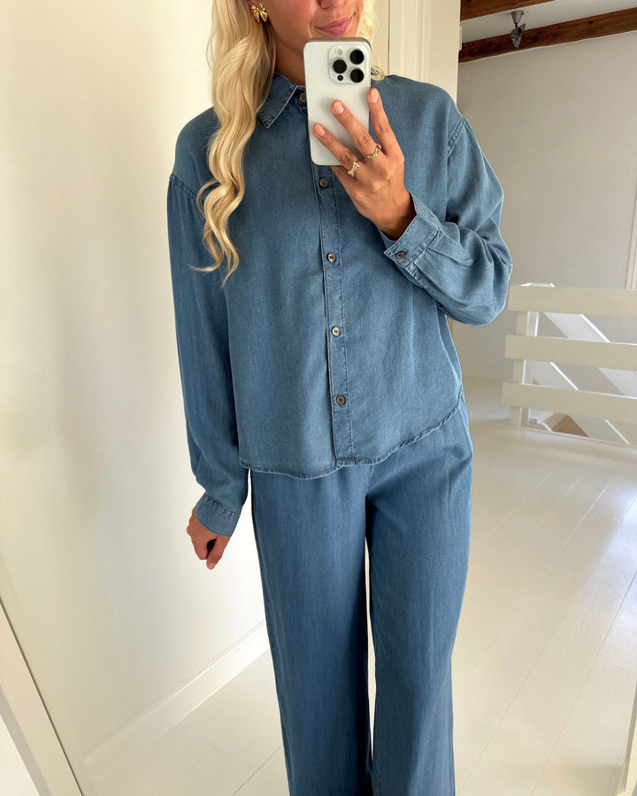 Only skjorte charis life ls medium blue denim
