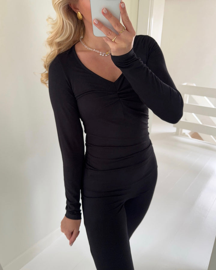 Pieces bluse maliva ls v-neck black