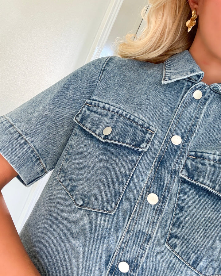 Vero Moda skjorte fenja 2/4 denim light blue denim