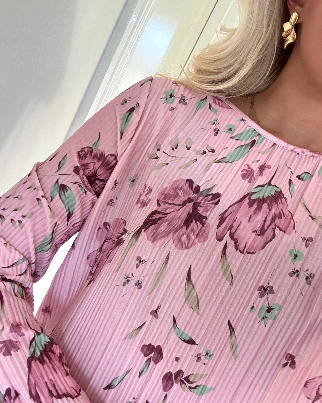 Pieces kjole amber ls midi pink nectar/flowers