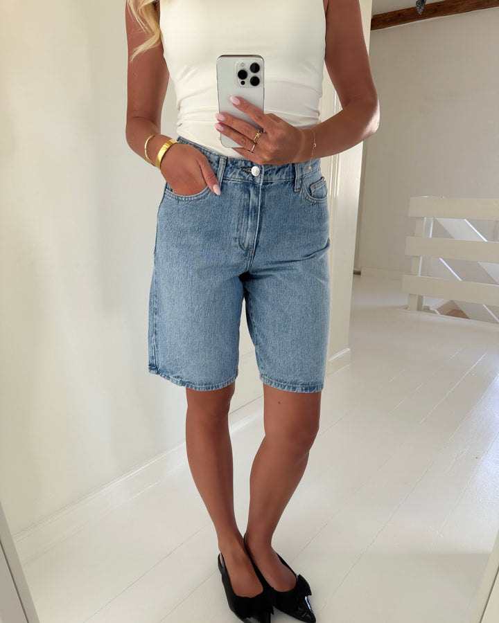 Only shorts sonny hw wide denim light blue denim
