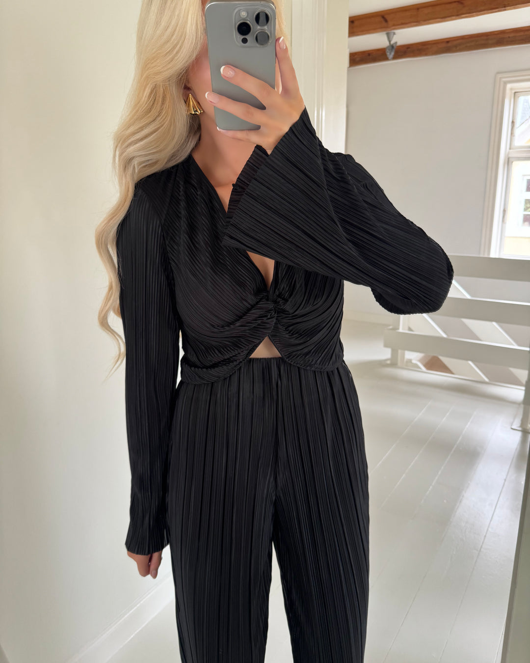 Vero Moda bluse plis knot black