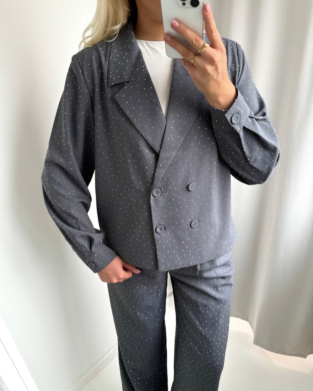 Y.A.S blazer rhine medium grey/w. rhinestones