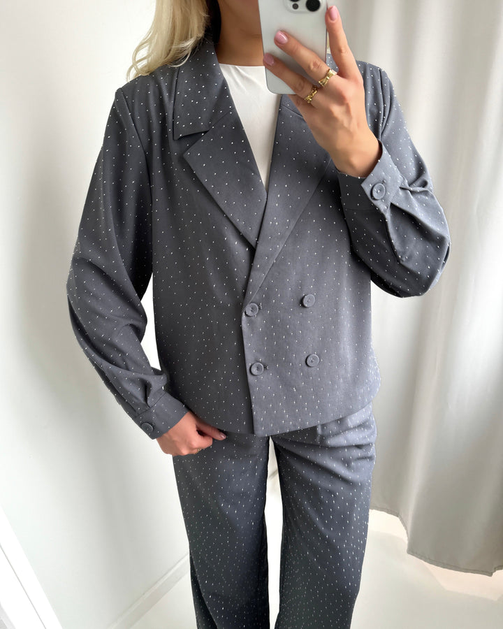 Y.A.S blazer rhine medium grey/w. rhinestones