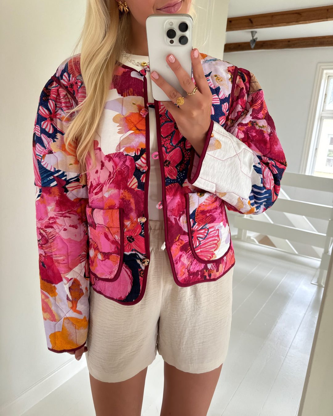 Y.A.S delphi ls quilted jacket s. sachet pink/delphi print