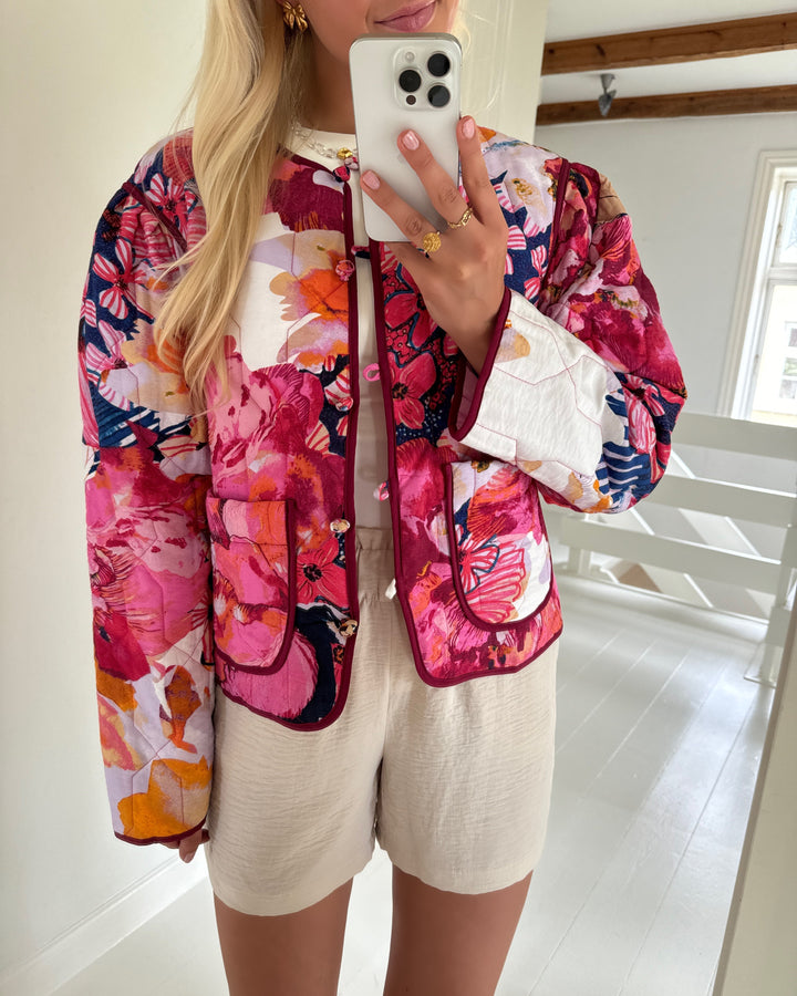 Y.A.S delphi ls quilted jacket s. sachet pink/delphi print