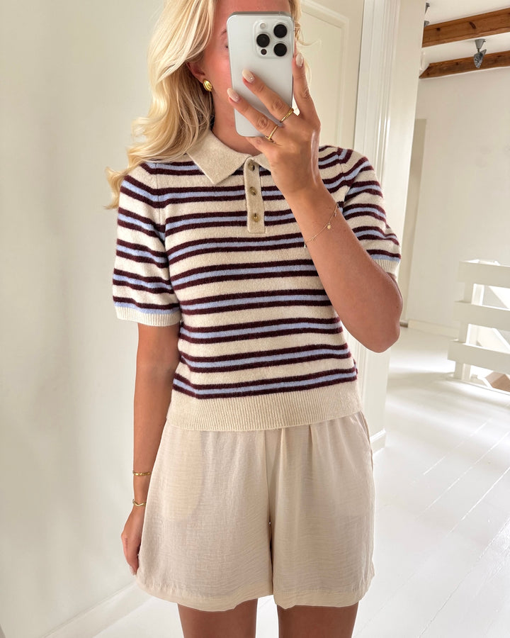Vero Moda polo ocanna 2/4 pullover birch/andorra and brunnera