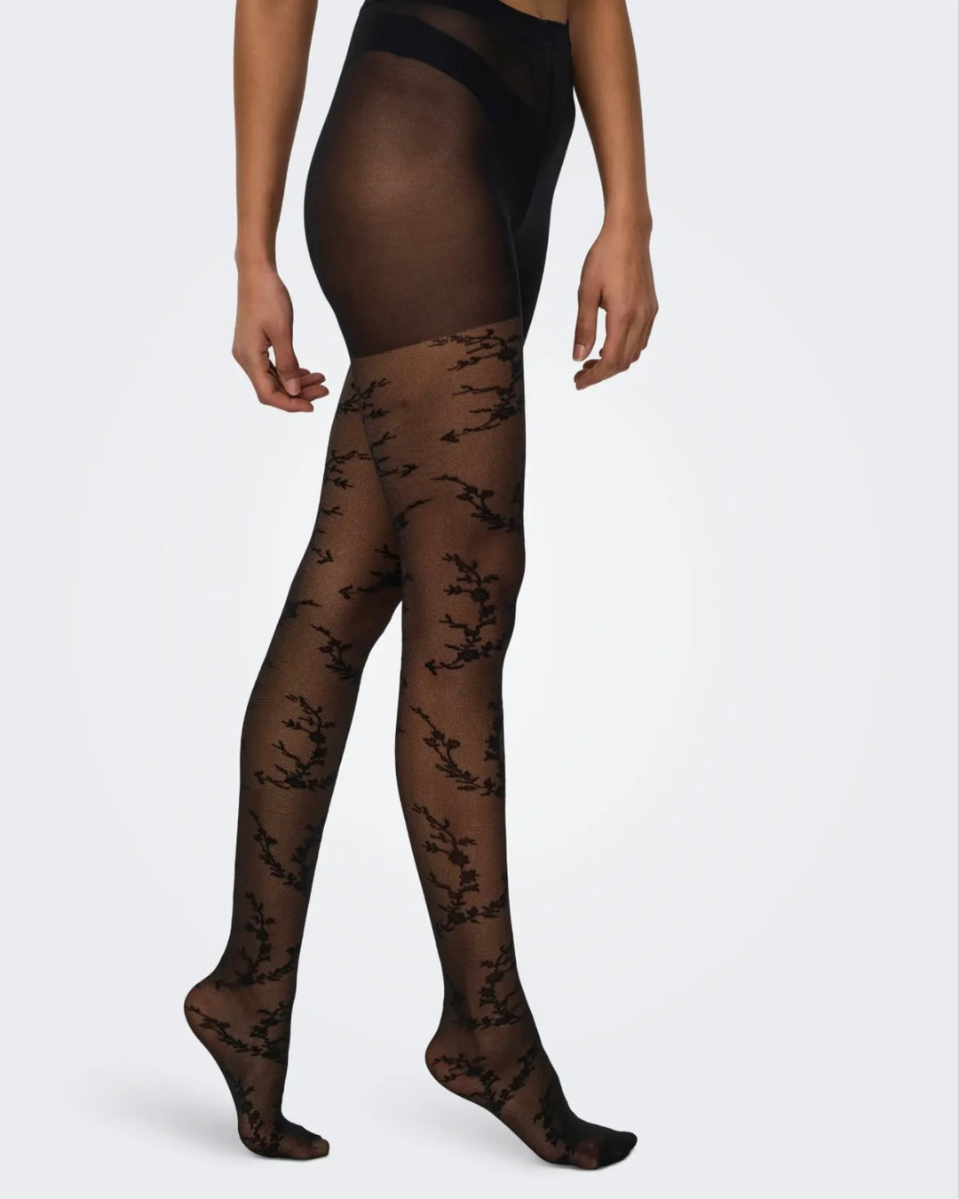 JDY strømpebukser agnes flower black small flower