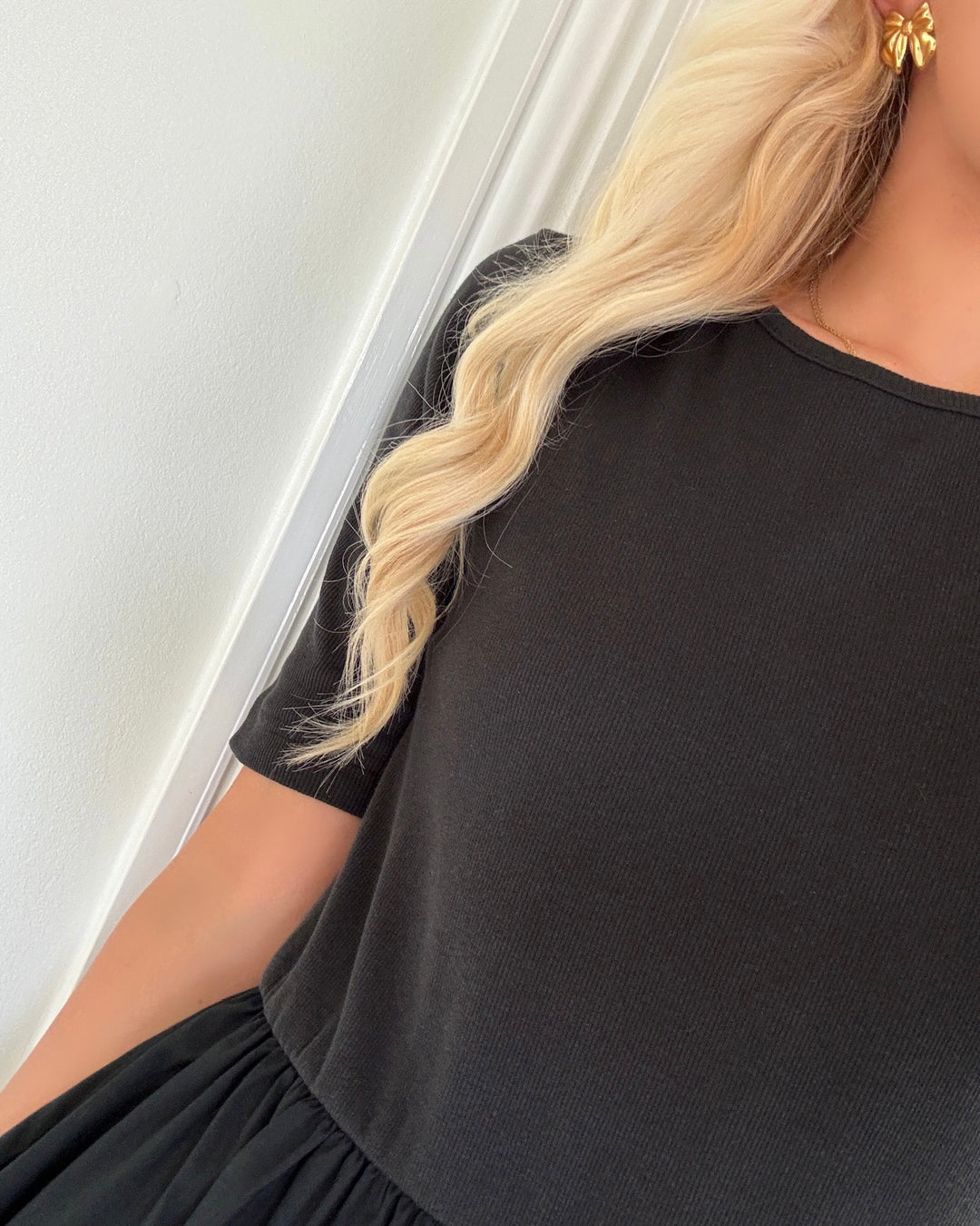 Pieces kjole tonya ss midi wvn black