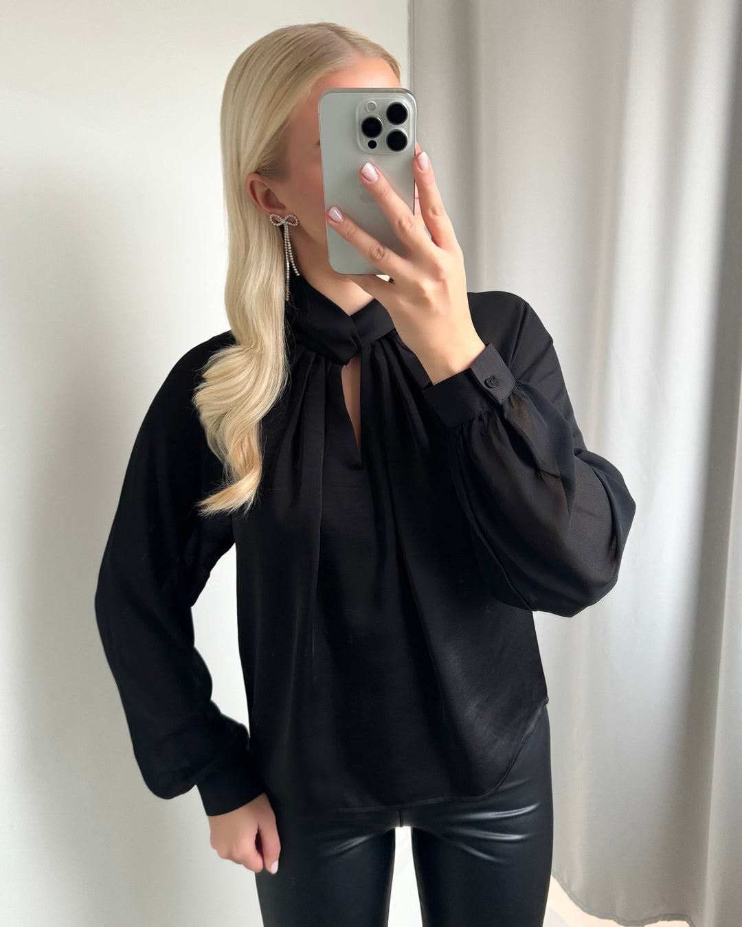 JDY bluse urba ls knit detail black