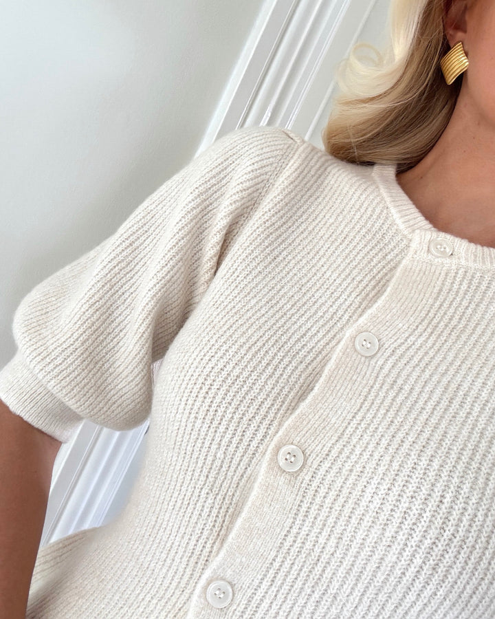 Pieces cardigan silly ss puff knit birch/melange