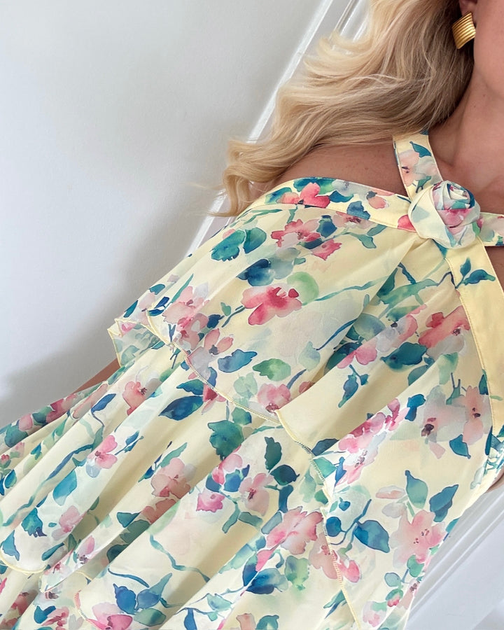 Vero Moda kjole felicia sl ruffle maxi flan flower