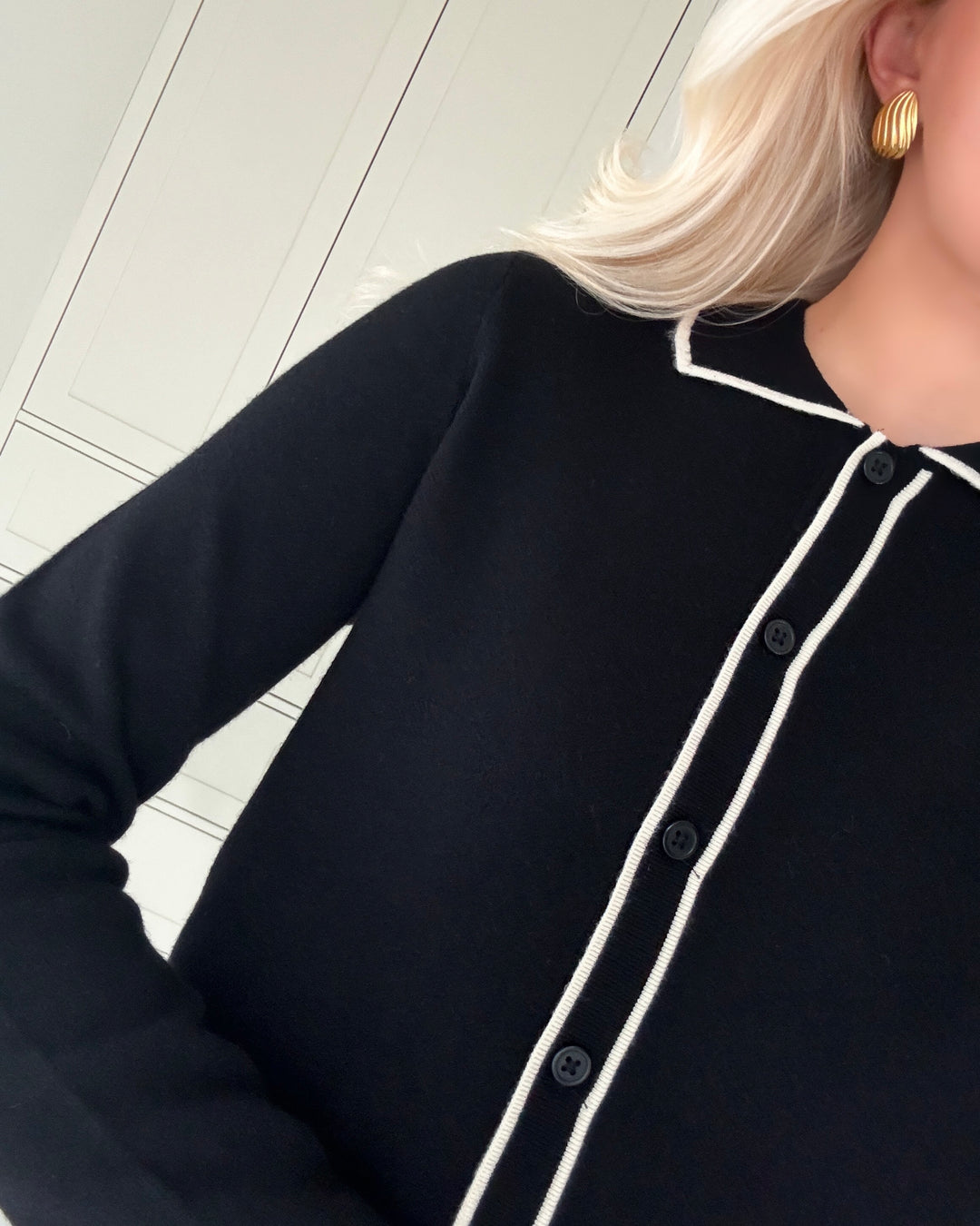 Vero Moda cardigan gold ls poloneck double contrast black w. birch