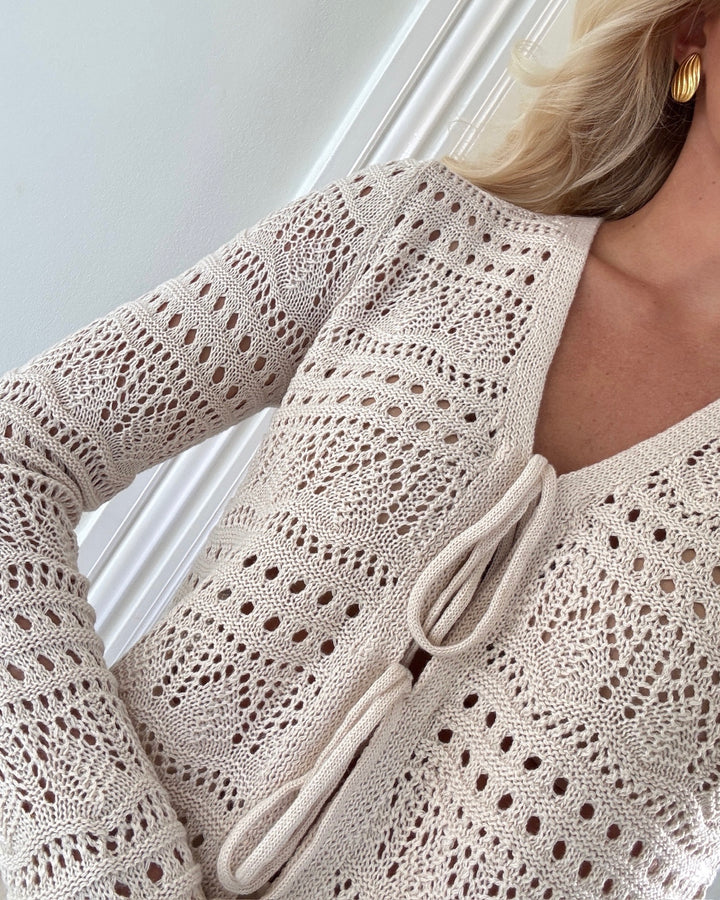 JDY cardigan sun lay ls v-neck tie tapioca