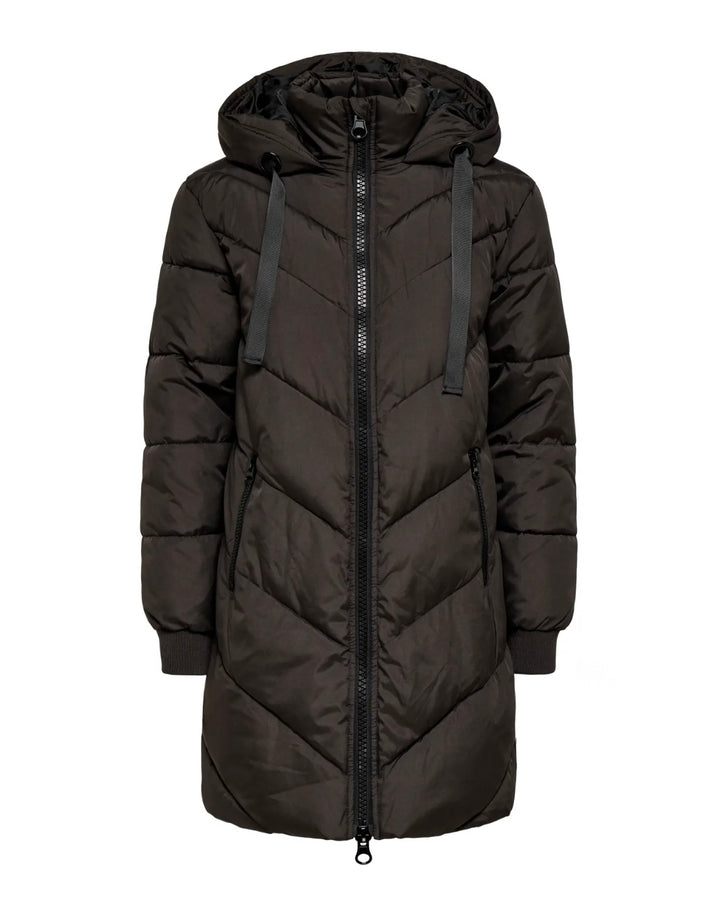 JDY jakke skylar life hood chocolate torte/black