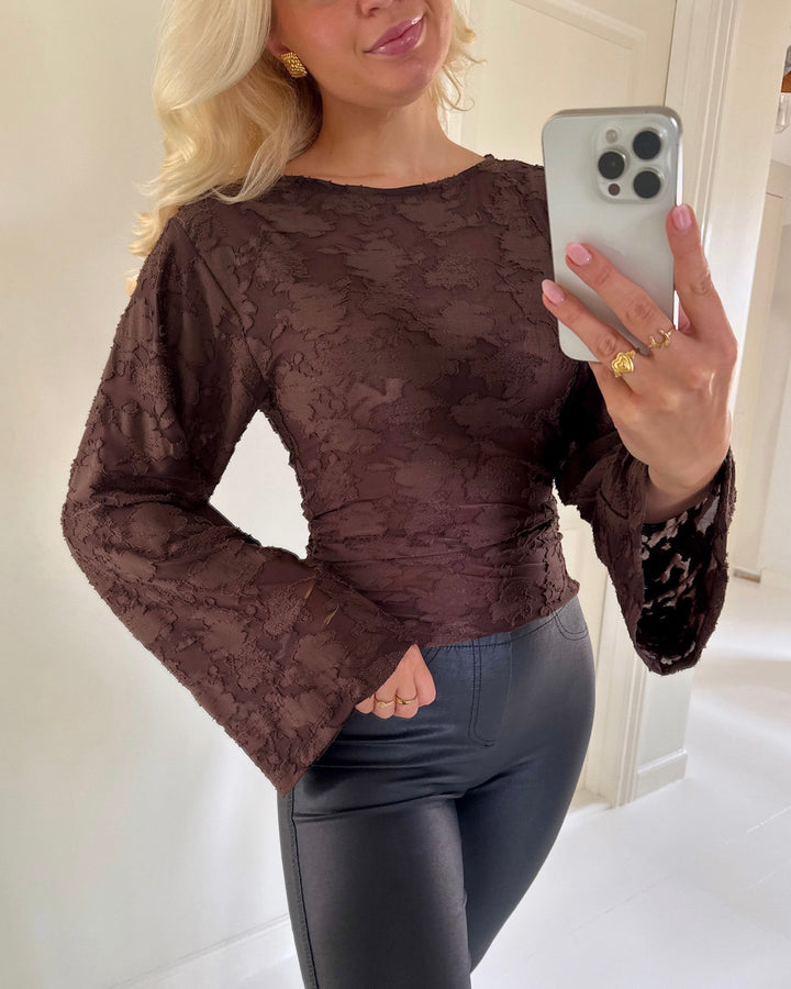 Only bluse nadia ls ruching coffee bean