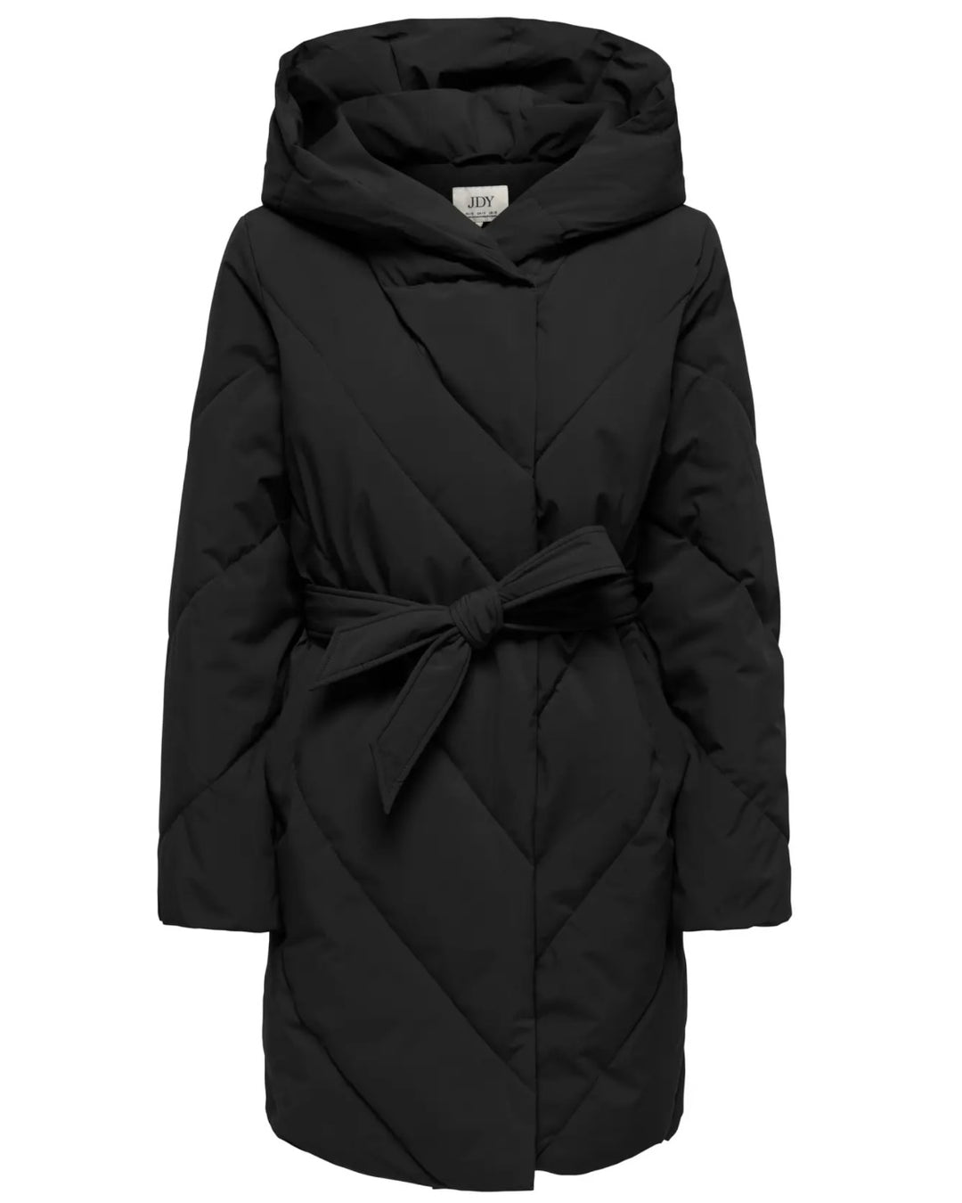JDY vinterjakke villon long hood belt puffer black