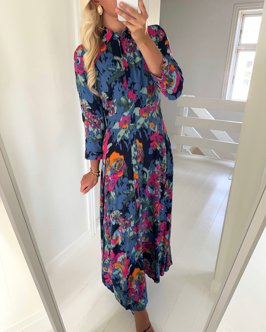 Y.A.S skjortekjole savanna long shirt garden topiary/blury print