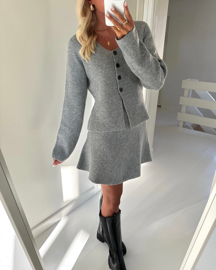 JDY cardigan lea life ls button medium grey melange