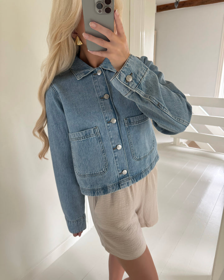 Pieces jakke sky denim light blue denim