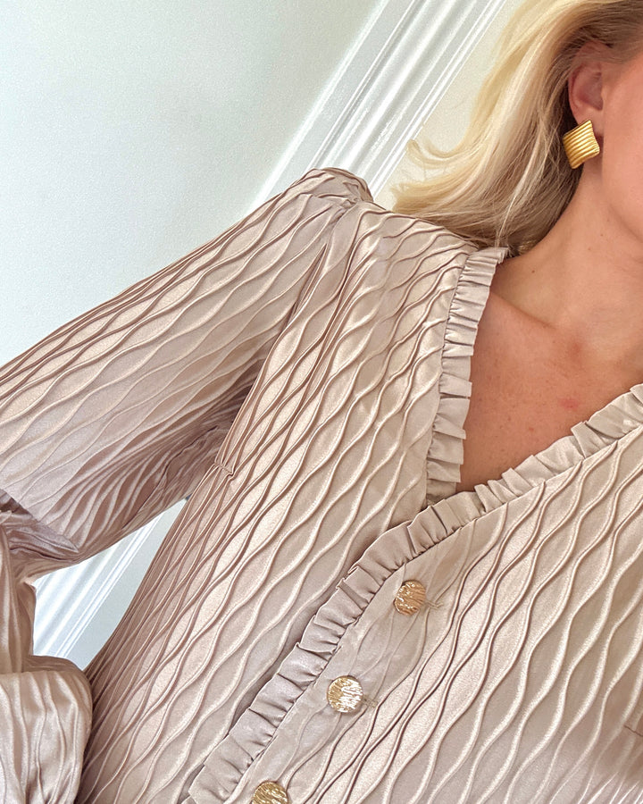 Y.A.S bluse ripple ls v-neck shirt sheer bliss
