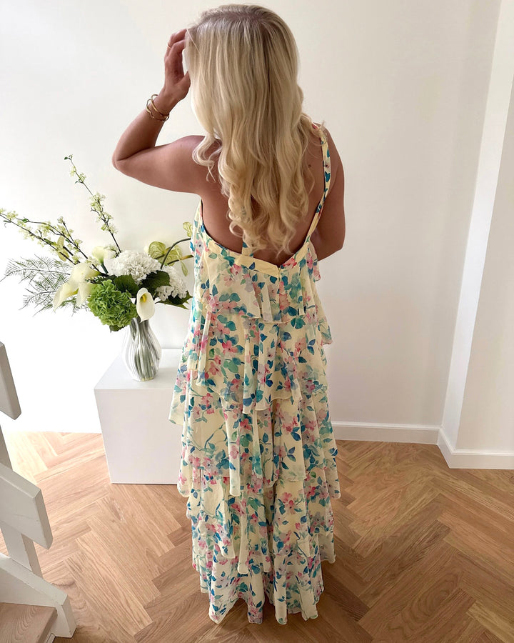 Vero Moda kjole felicia sl ruffle maxi flan flower