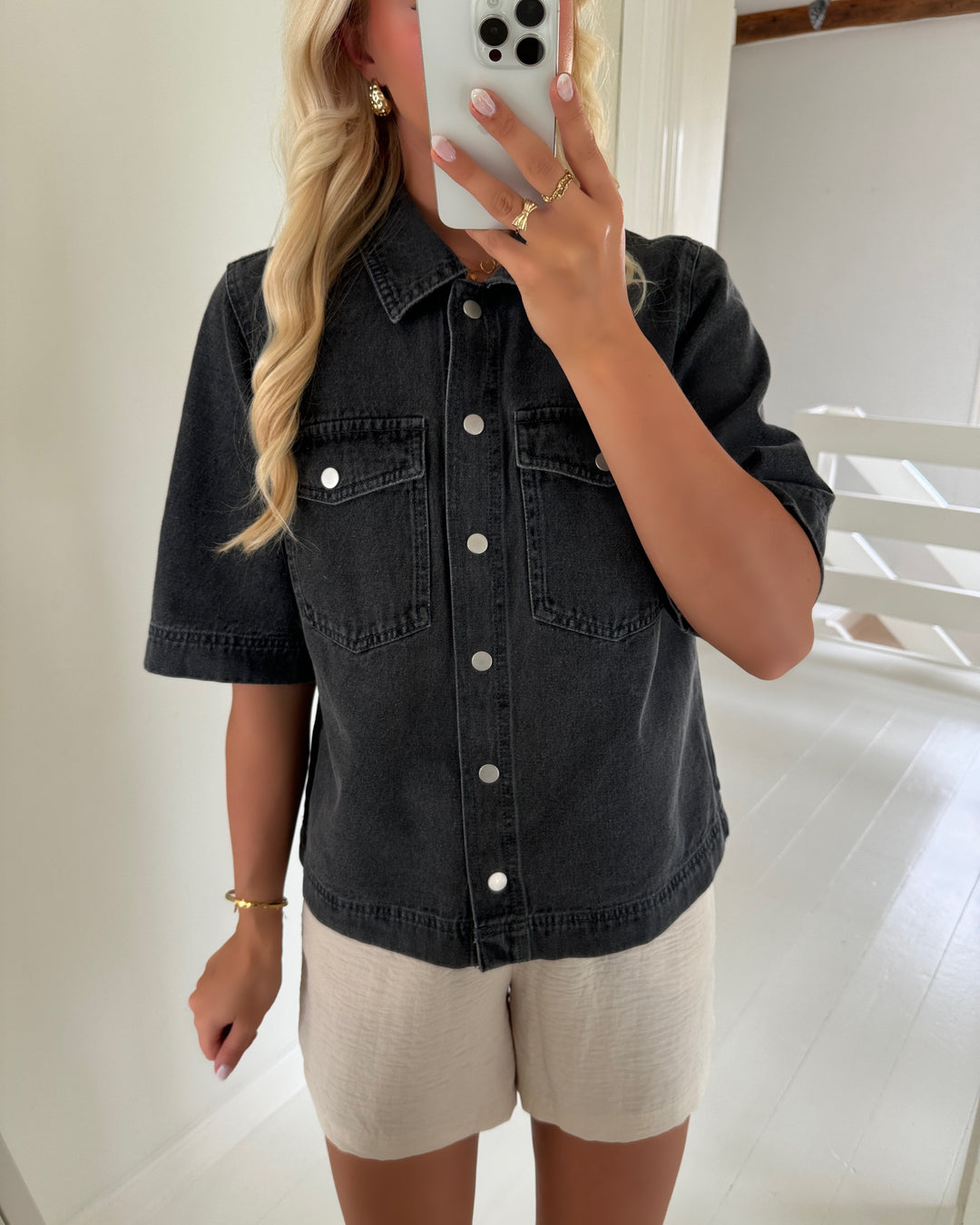 Only skjorte belle ss washed black