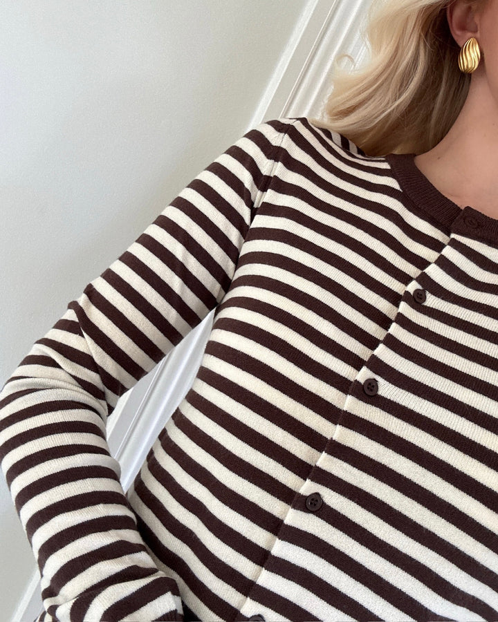 Pieces cardigan nora ls o-neck hot fudge/birch