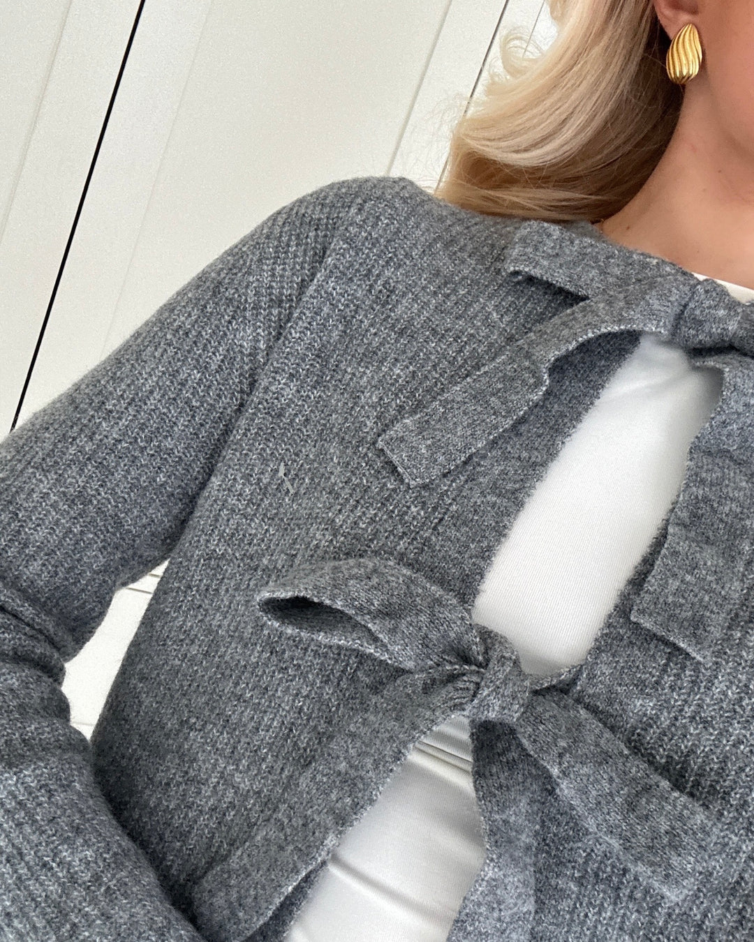 Pieces cardigan silly ls rev medium grey melange - FORUDBESTILLING LEV. UGE 12