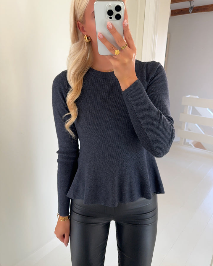 Only trøje coco life ls rib oneck peplum cc knt ombre blue/melange