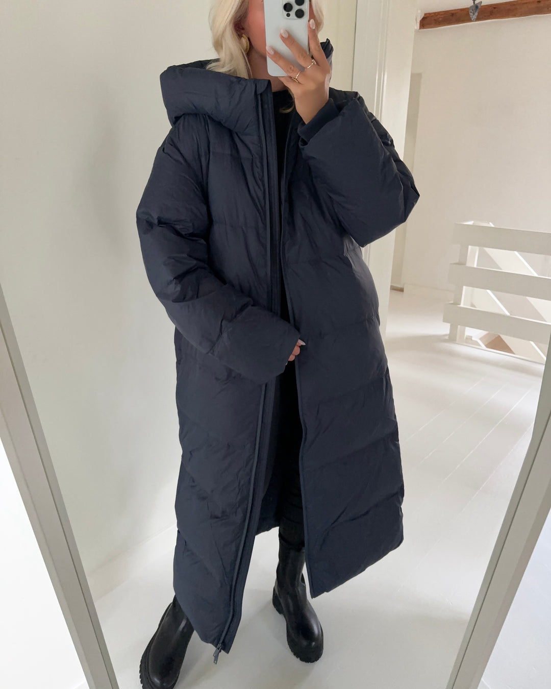 Y.A.S frakke poppel down blend navy blazer