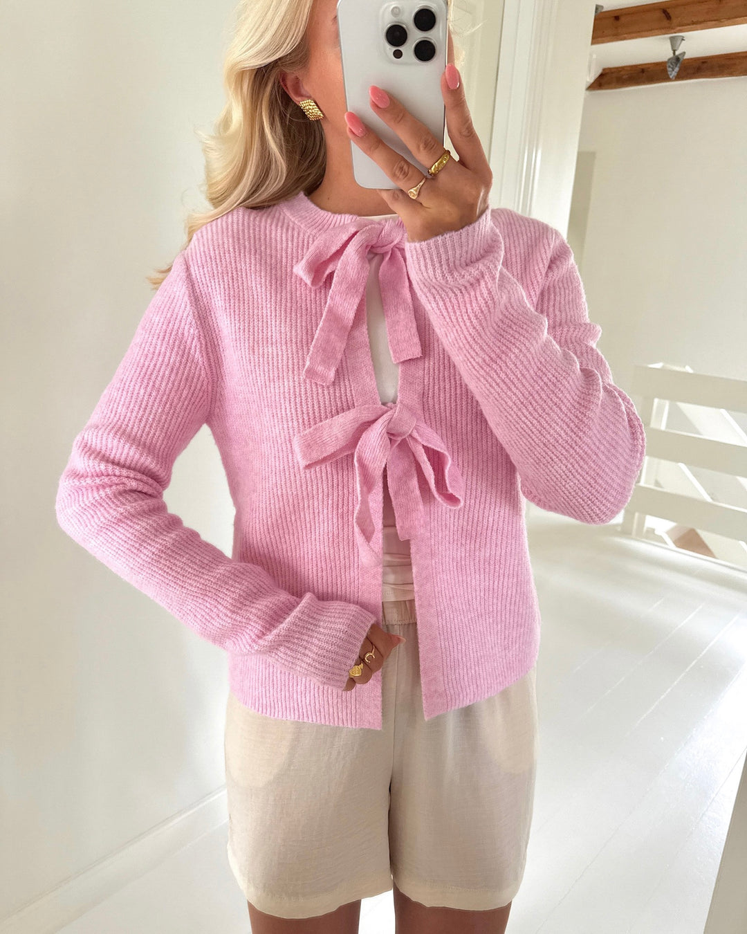 Pieces cardigan silly ls rev roseate spoonbill/melange
