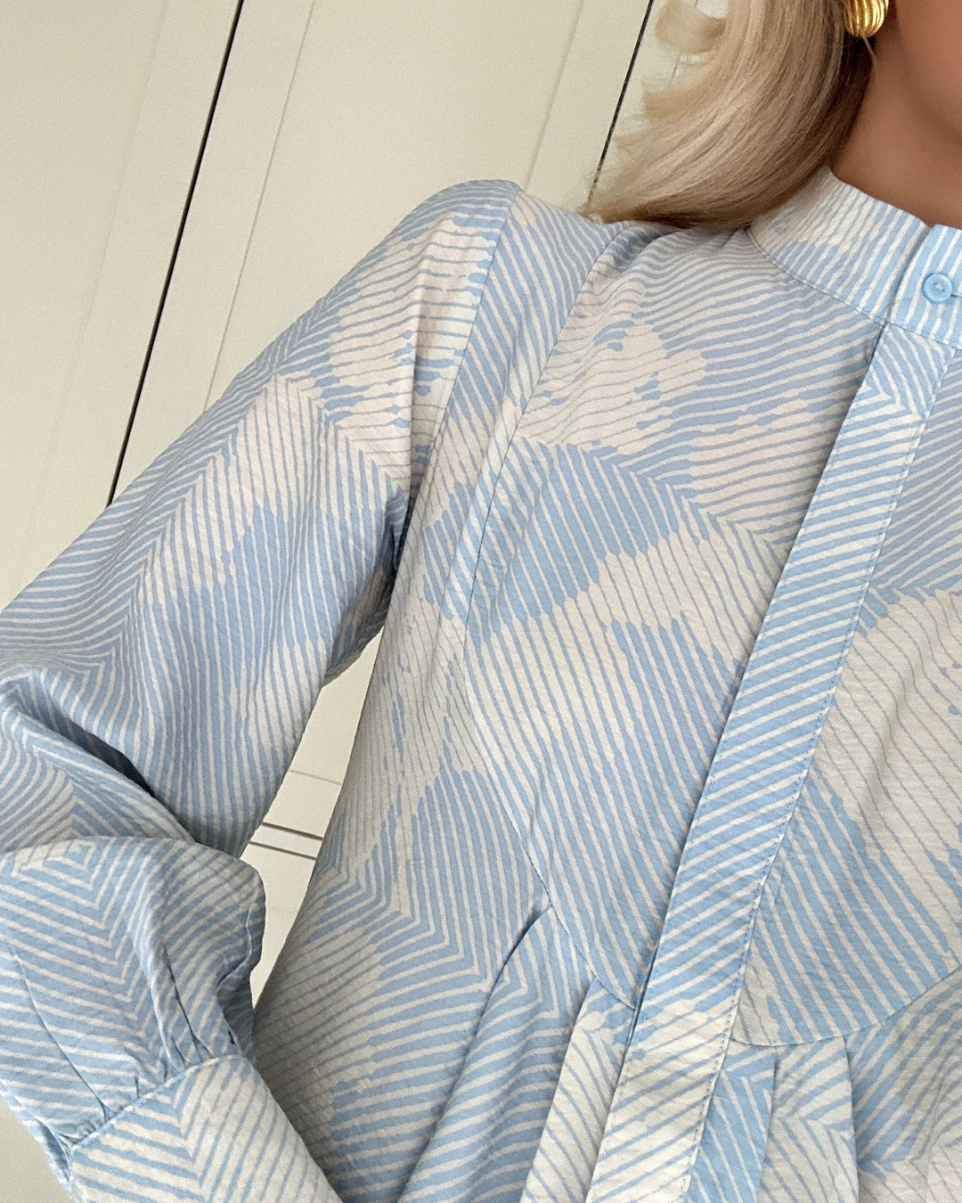 JDY kjole troya life ls maxi powder blue/graphic creme