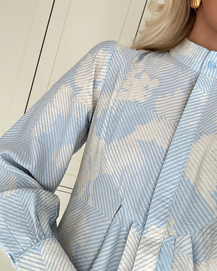 JDY kjole troya life ls maxi powder blue/graphic creme